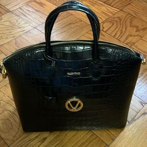 Valentino shoulder and top handle bag with Mario Valentino in Black Croco.